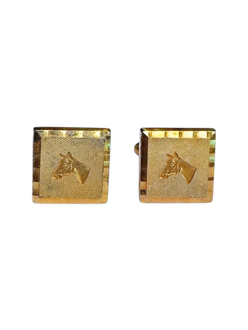 VTG- Mid-Century Modern Gold Equestrian Horse Head Cufflinks - Rare Men’sVintag